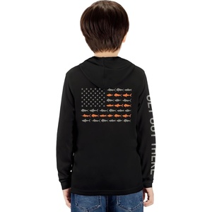 image:imageGOT Sports Kids Fishing Hoodie Shirt UPF 50 Long Sleeve Boys GirlsFish Flag Black