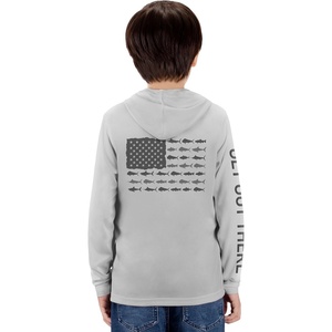 image:imageGOT Sports Kids Fishing Hoodie Shirt UPF 50 Long Sleeve Boys GirlsFish Flag Gray