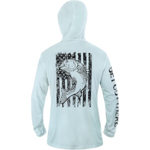 image:imageUPF 50 Fishing Hoodie Shirt for Men Women  Long Sleeve Sun ProtectionBlue Bass