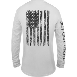 image:imageUPF 50 Fishing T Shirts for Men Women Long Sleeve  UV Sun ProtectionGray Shirt American Flag