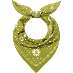 image:imageCotton Bandana for Women amp Men  Running Head Scarf Hair Wrap Neck KerchiefOlive Sun Flower